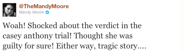 Mandy Moore tweet