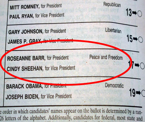 Roseanne Barr on ballot for President